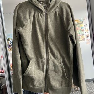hooded green zip up